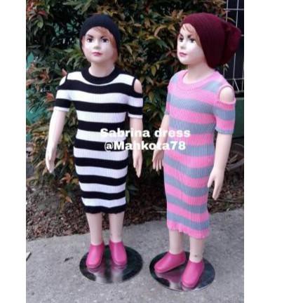 Big Sale.. Baju Rajut Anak Dress Sabrina ( TANGAN PENDEK BOLONG BAHU )