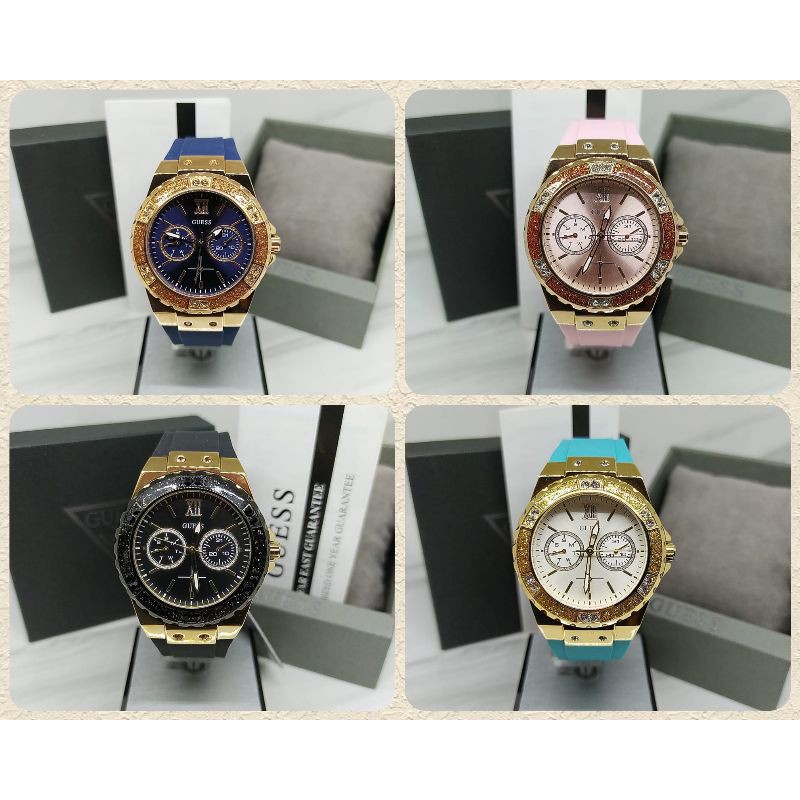 Jam Tangan Wanita Guess W1053 Tali Rubber Original Karet