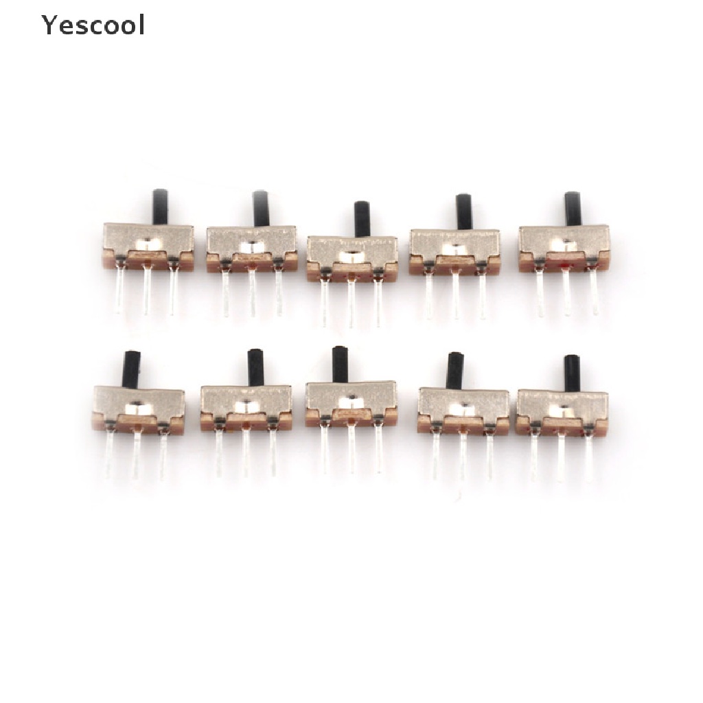 Yescool 10Pcs Saklar Slide Panel PCB Vertikal 2 Posisi SPDT 1P2T 3 Pin 4mm