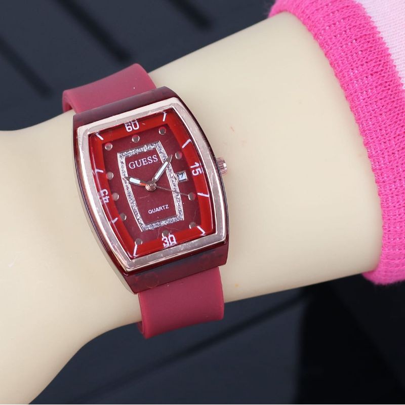 Jam Tangan Wanita /Cewek Guess Tanggal Aktif Rubber Sport