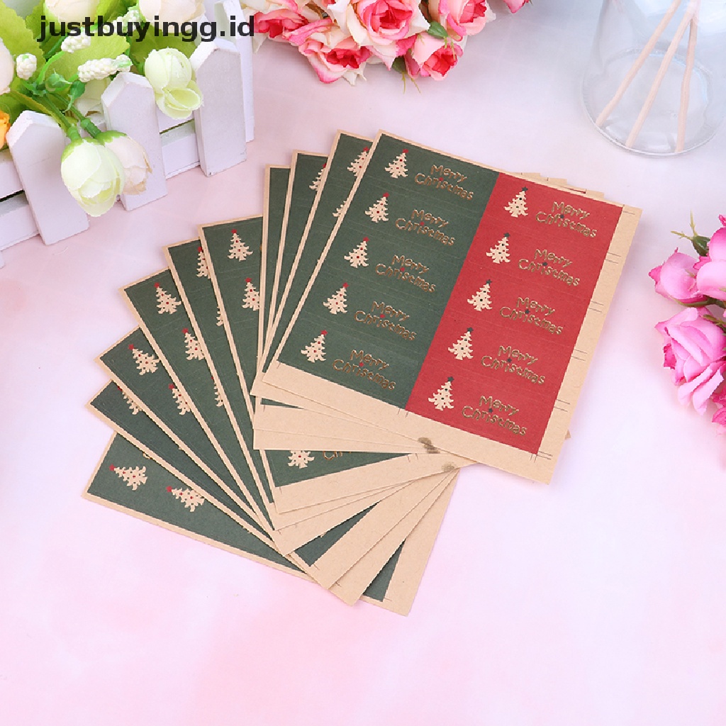 (Justbuyingg.Id) 100pcs Stiker Label Bentuk Pohon Natal Untuk Hadiah