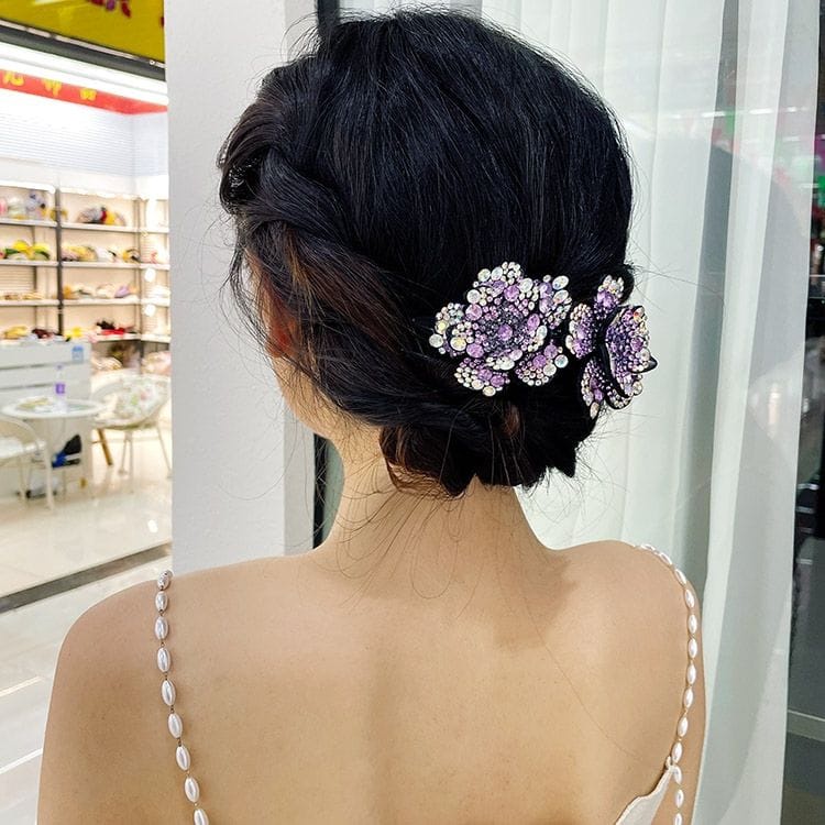 Jepit rambut korea sanggul wanita mode dobel bunga elegan original import terbaru 11cm