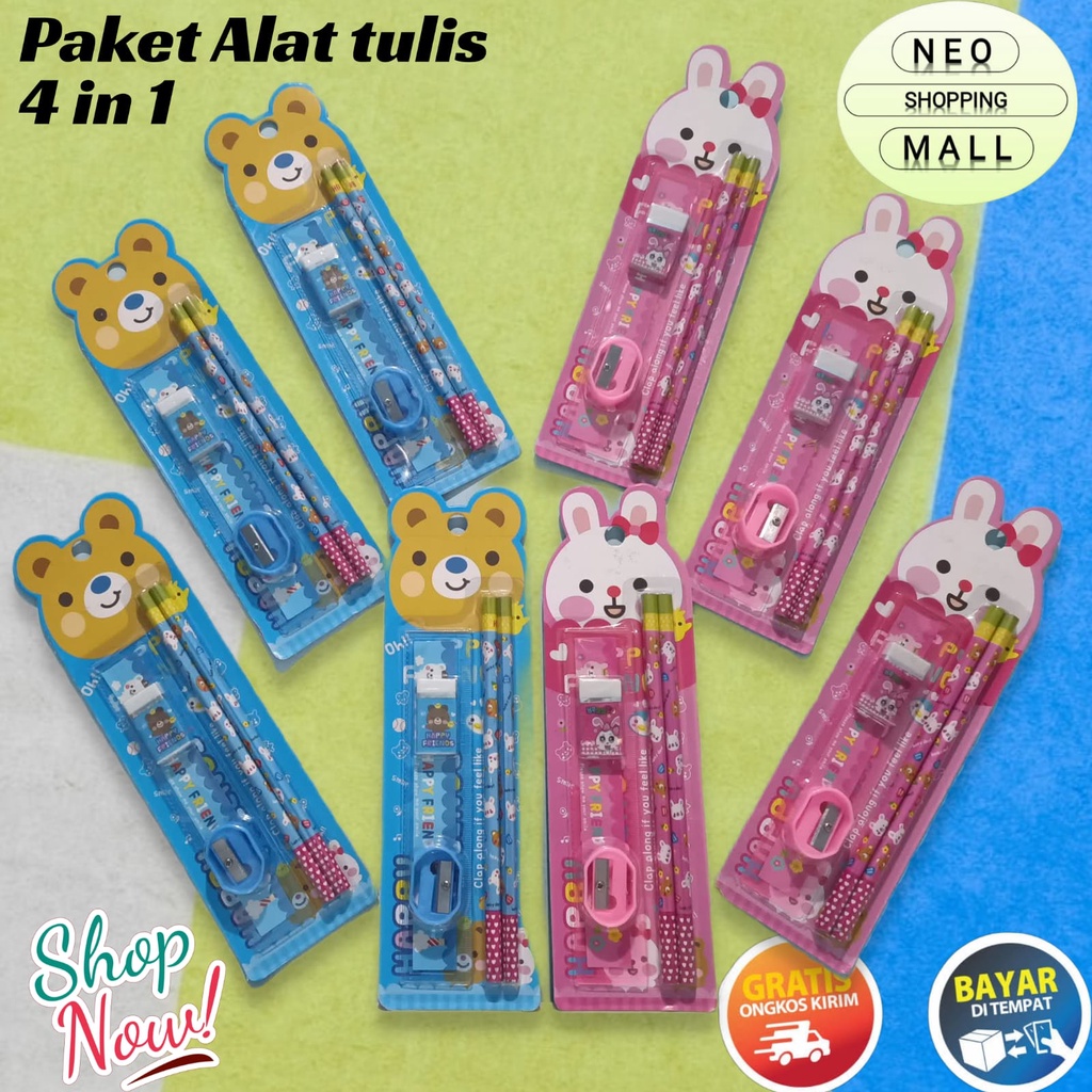 

Set Alat Tulis 4 in 1 Karakter Stationery Pensil Set Souvenir Alat Tulis