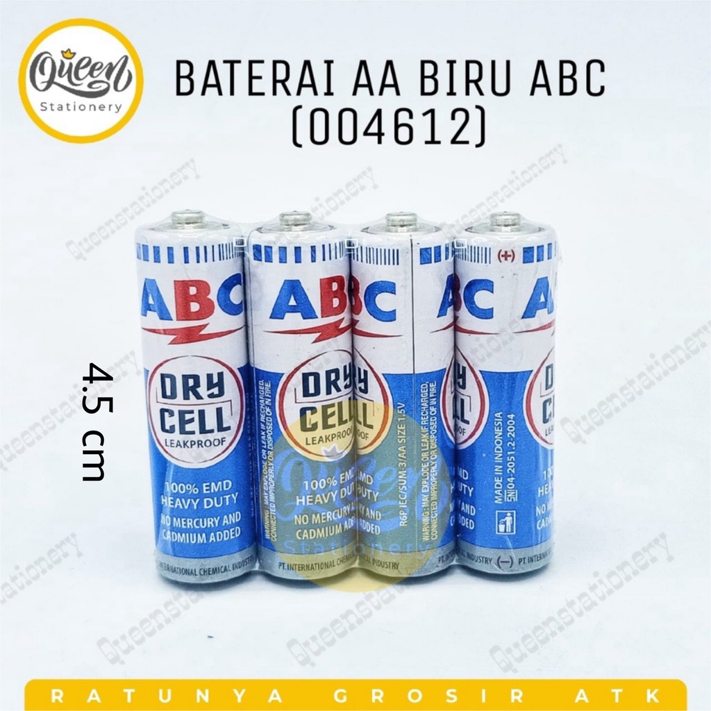 (1 PAK/4 PCS) BATERAI AA BIRU ABC (004612) / BATRE ABC / BATRAI ABC / BATRAI REMOT / BATRE KECIL AA