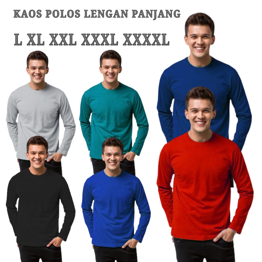 size L XL XXL XXXL XXXXL kaos pria lengan panjang / kaos distro pria / kaos distro wanita unisex / kaos polos