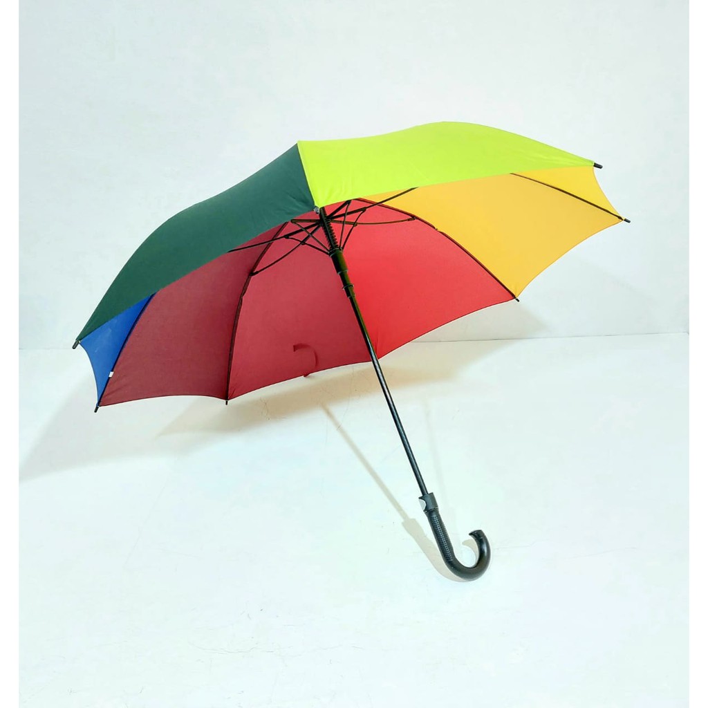 PROMO!!! Payung Golf Rainbow Pelangi Gagang J Otomatis Buka Bahan Nylon Anti UV