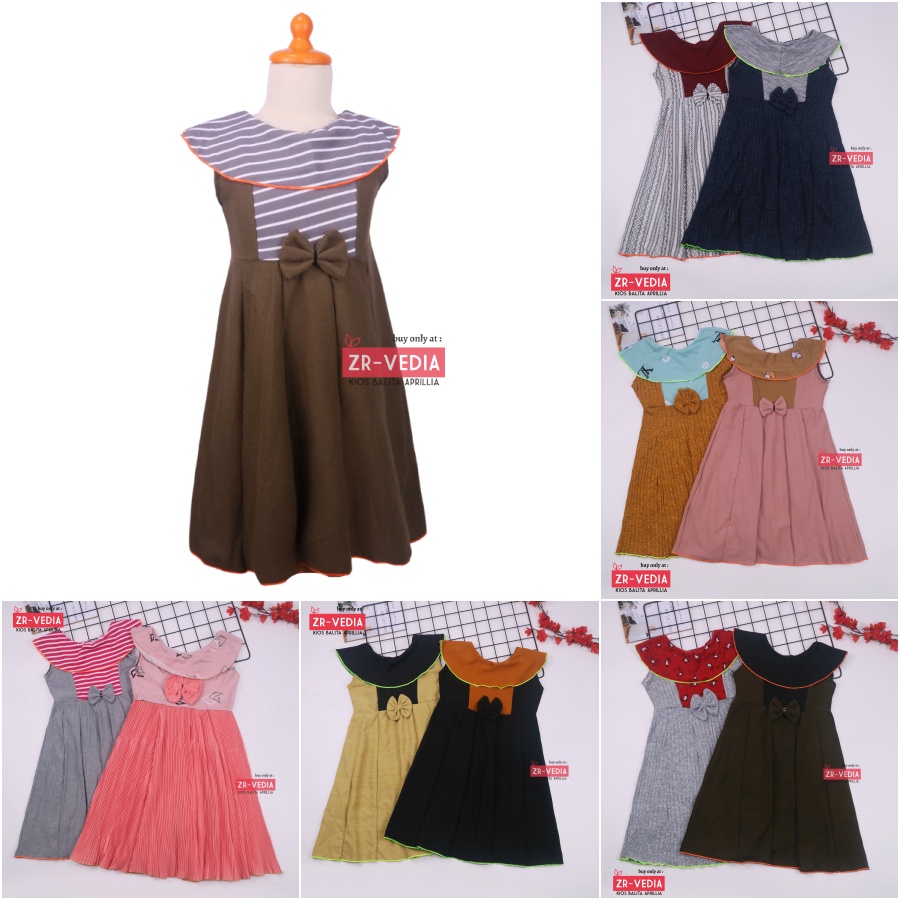 Dress Najwa uk 6-7 Tahun / Dres Cantika Yukensi Baju Import Anak Perempuan Gaun Pesta Balita Cewek