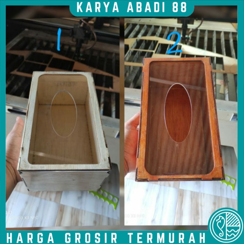 GROSIR TERMURAH Kotak Tisu / Tempat Tisu Kayu Triplek + Akrilik / Box Tissue Triplek + Akrilik (ukur