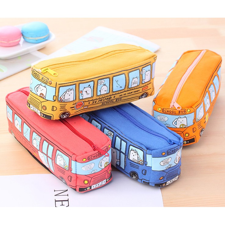 Tempat Pensil JUMBO PRIMO SCHOOL BUS / Tepak Tempat Alat Tulis Bentuk BIS SEKOLAH Empuk Lucu Plush