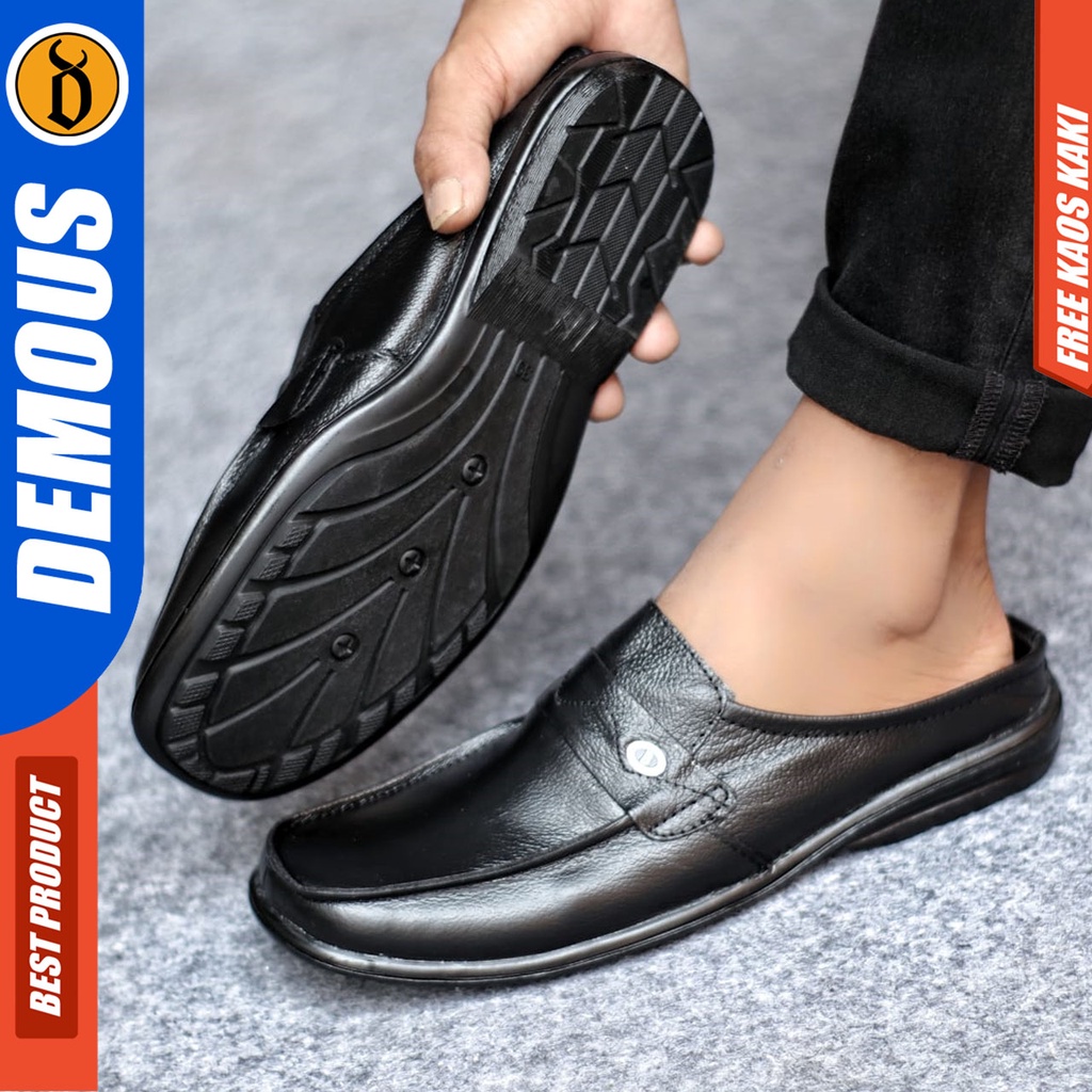 Sepatu Sandal Casual Kulit Asli Bustong Tutong Sendal Slop Original Murah Terbaru Kekinian