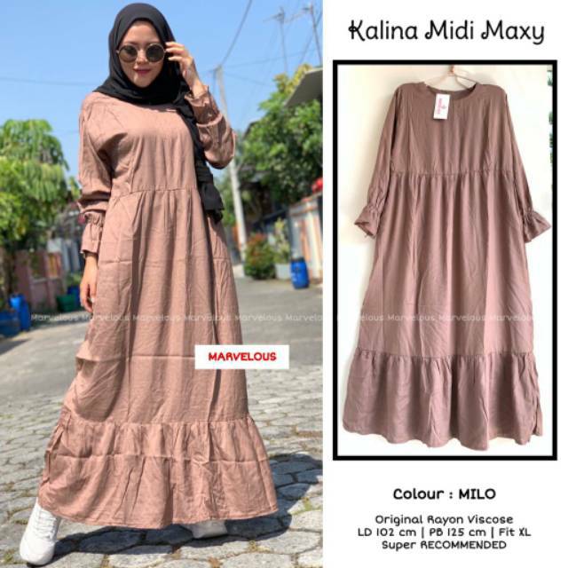 Maxy gamis bahan rayon nyaman kekinian elegan outfit kuliah ld 102