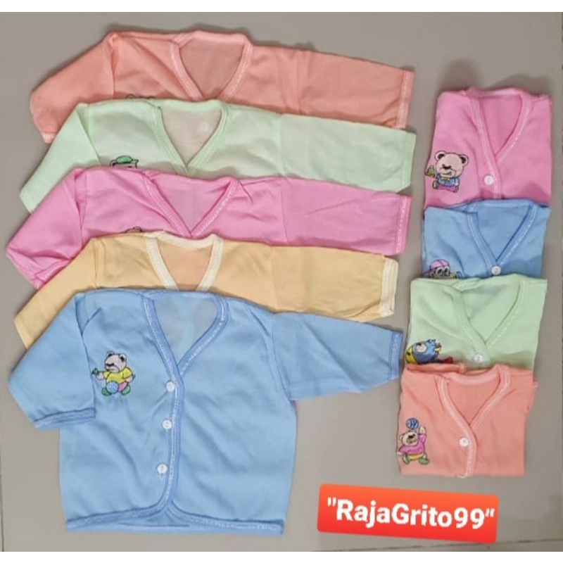 Baju Bayi Lengan Panjang warna Bordir isi 1 Lusin / Baju Panjang Bayi motif Bordir - Baju Atasan Bay