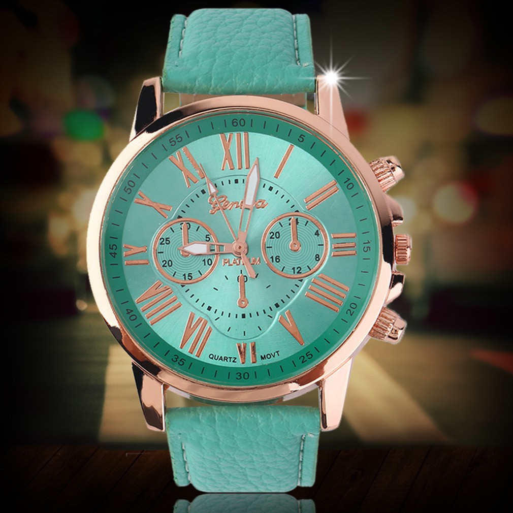 PA Jam Tangan Geneva Leather Quartz Jam Tangan Fashion Wanita Jam Tangan Kulit Analog Cewek // GN004