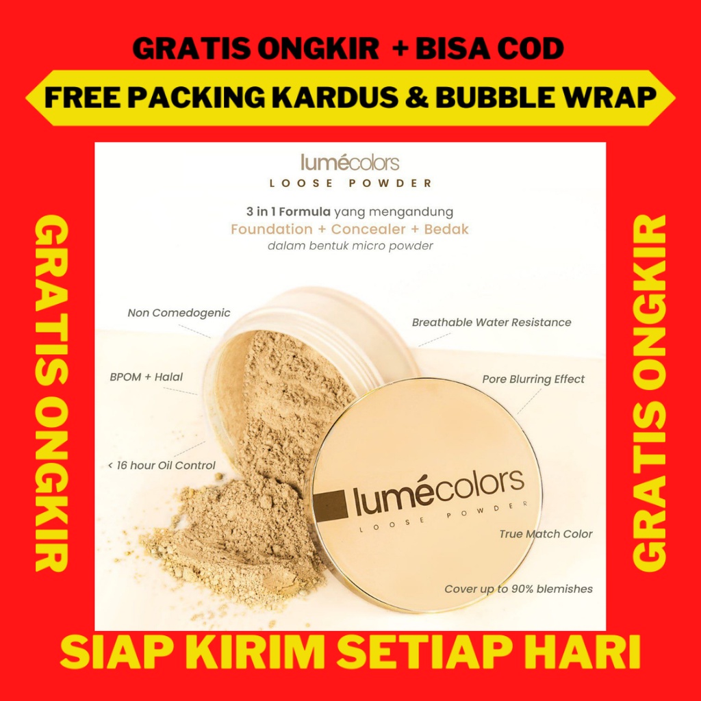 Loose Powder Bedak Tabur Lumecolros Light, Loose Powder Lumecolors Light Neutral, Loose Powder Lumec