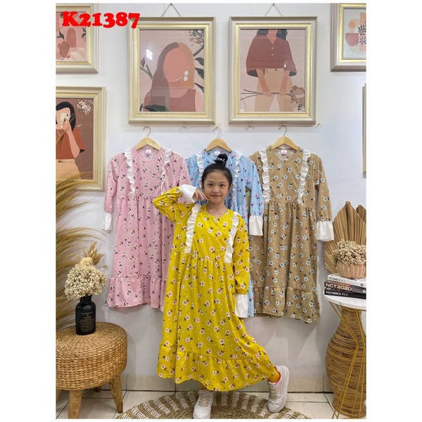 Gamis Tunik anak-anak perempuan motif bunga ( RANDOM WARNA )