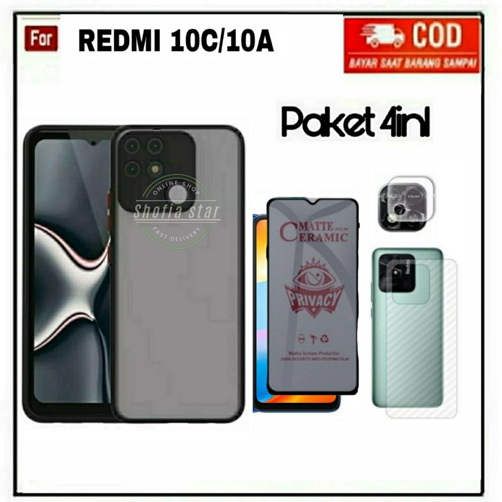 PAKET 4IN1 CASE ARMOR REDMI 10C 10A 9C SOFTCASE AERO PREMIUM PROTECT CAMERA