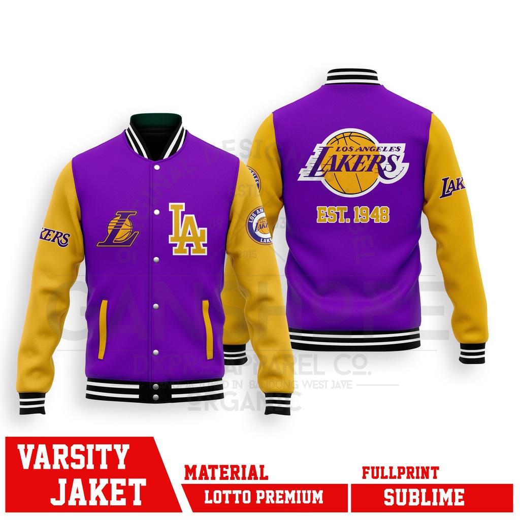 JAKET LACKERS VARSITY BASKETBALL NBA LOSS ANGELES