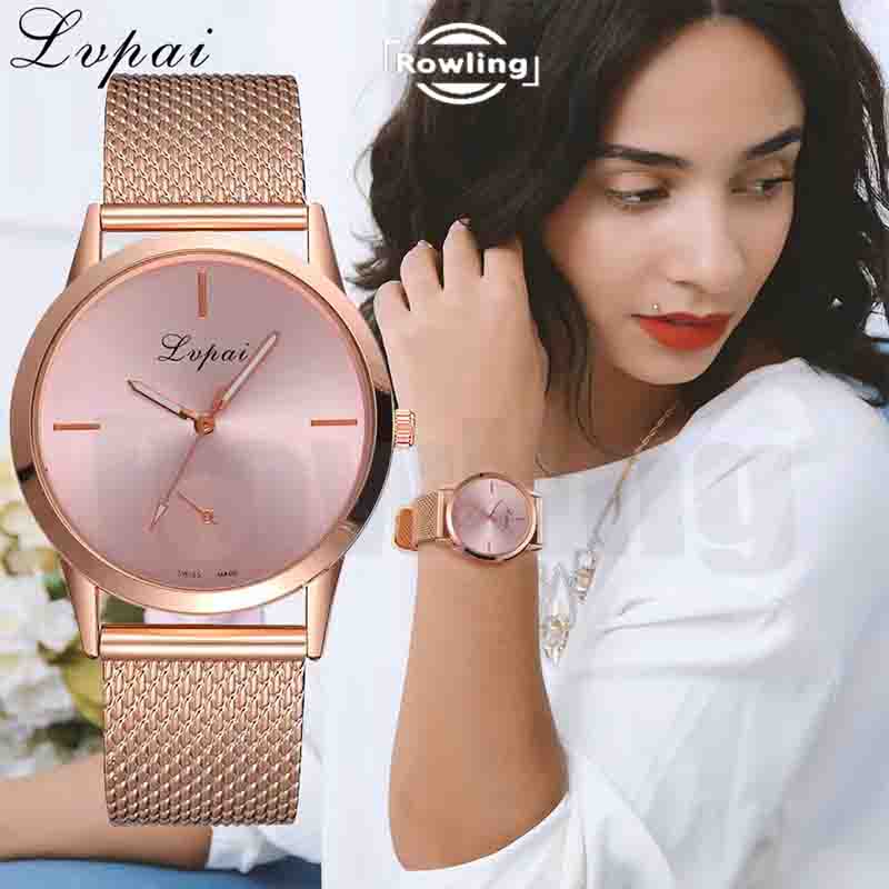 Rowling (Jam-14) Jam Tangan Wanita Bulat Strap Karet Motif Polos Lupai Wanita Murah Import TANPA ACCESORIS