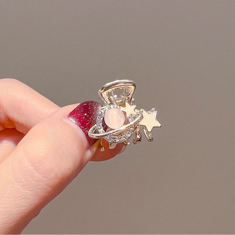 2022 Jepit Rambut Model Ikan Hiu Aksen Berlian Imitasi Warna Pink Gaya Korea Untuk Wanita