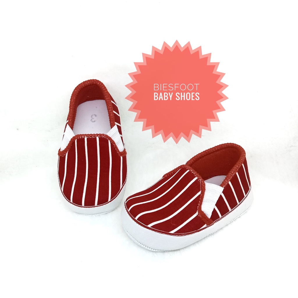 sepatu bayi laki laki garis garis 0 sampai 12 bulan