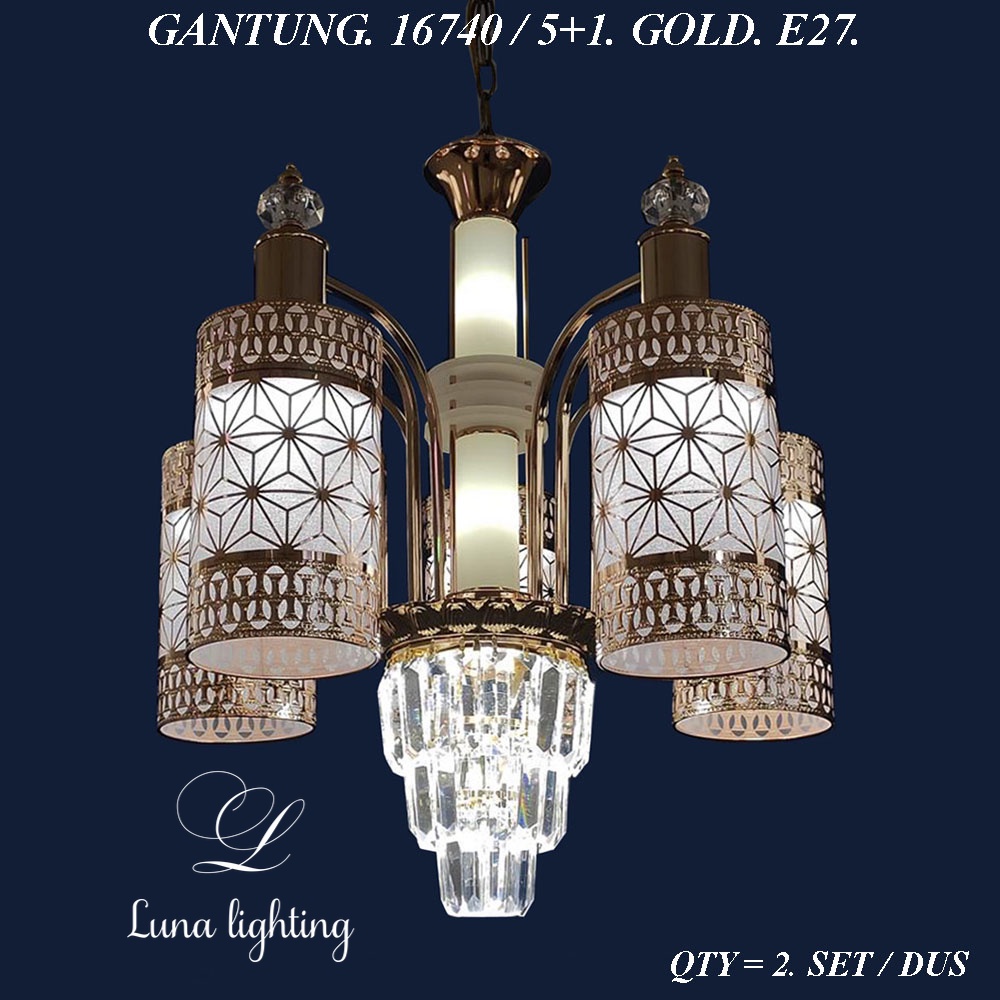 Lampu Gantung Kristal Ruang Tamu cabang 5+1 16740