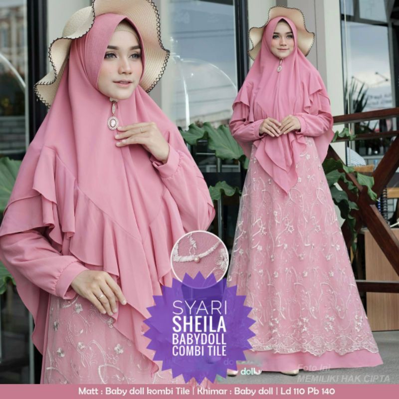 Big slae Gamis Pesta Syari Sheila Ceruty Babbydoll Conbi Tile Set Khimar