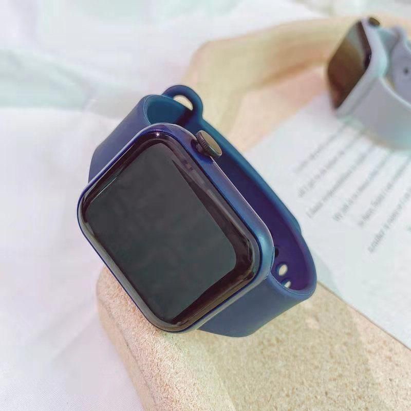 Jam Tangan Rubber Karet Wanita Perempuan Trendy Digital LED Jam Tanggal Tahun-Navy Blue