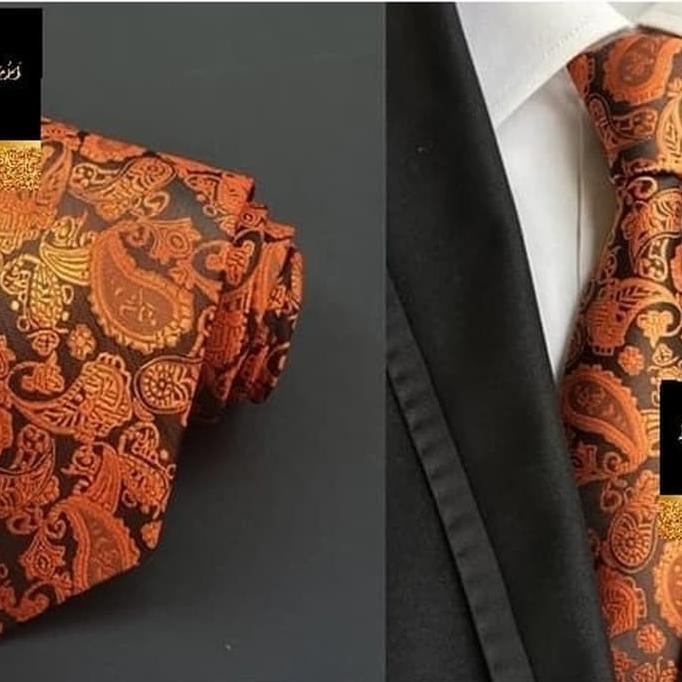 Dasi Batik Pria Warna Orange Tua 3 Inch Platinum Class