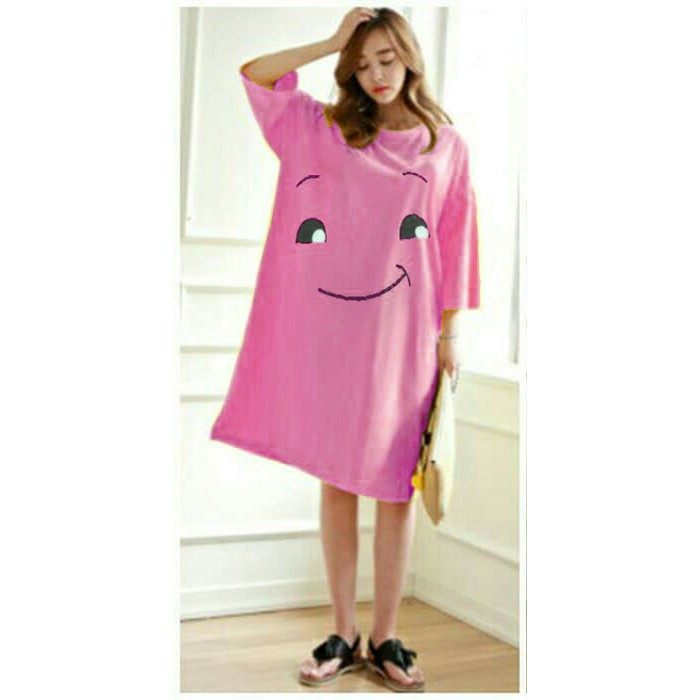 long dress maxi big size jumbo smile senyum ceria fashion wanita daster jumbo good quality