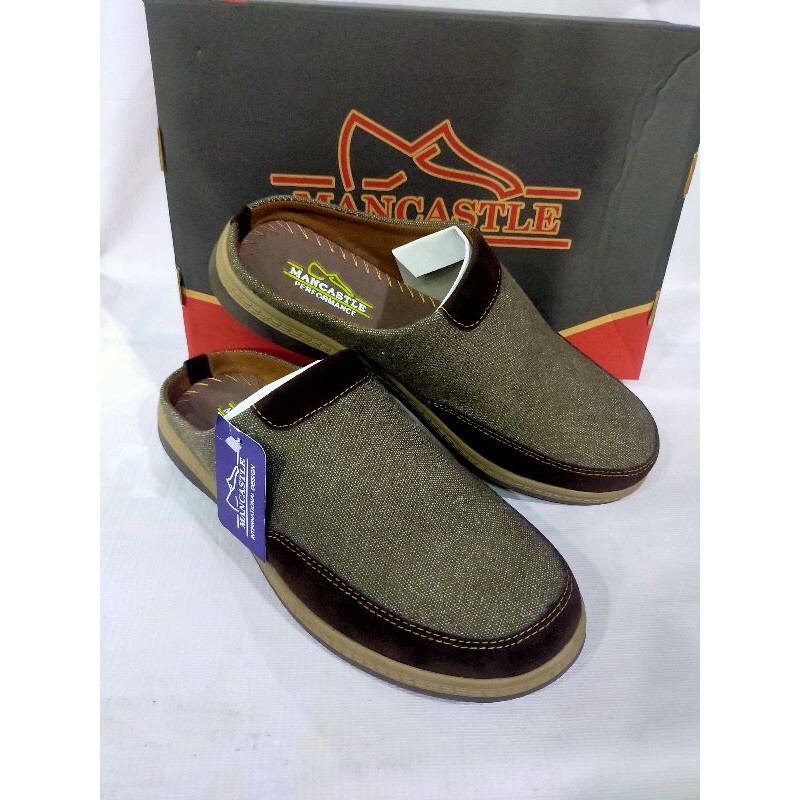 Sepatu sandal selop pria bahan levis/Sepatu merk Mancastle original