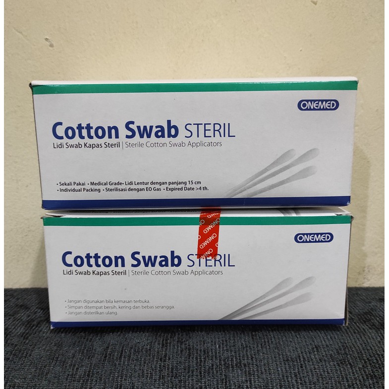 Cotton Swab Steril Kapas Lidi Steril Swab Applicator Harga Per Box isi 100 pcs