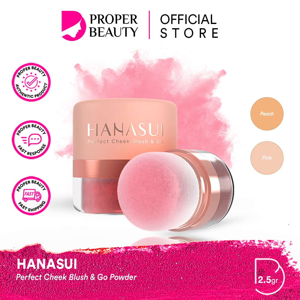 HANASUI Perfect Cheek Blush &amp; Go Indonesia / Make Up Pink Peach / Blusher On Wajah / Cleansing Remover Spray Primer BB Cream Loose Compact Powder Serum Cushion Eyeshadow Mascara Eyebrow Eyeliner Pen Pencil Lipstick Lip Cream Tint Cosmetic Paket Face Set