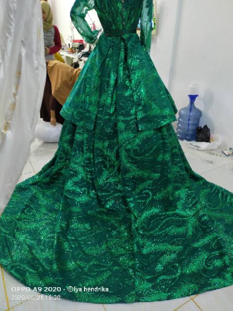 Gaun pengantin candy ekor+peplum