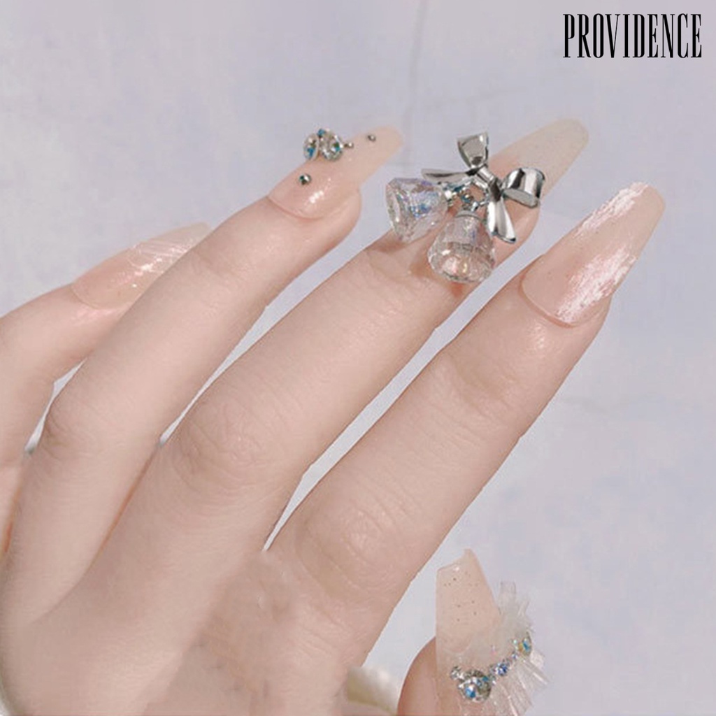 Providence Nail Bell Decor Exquisite Workmanship Bow-knot Transparent 3D Jingle Bell Nail Art Decorations for Girl