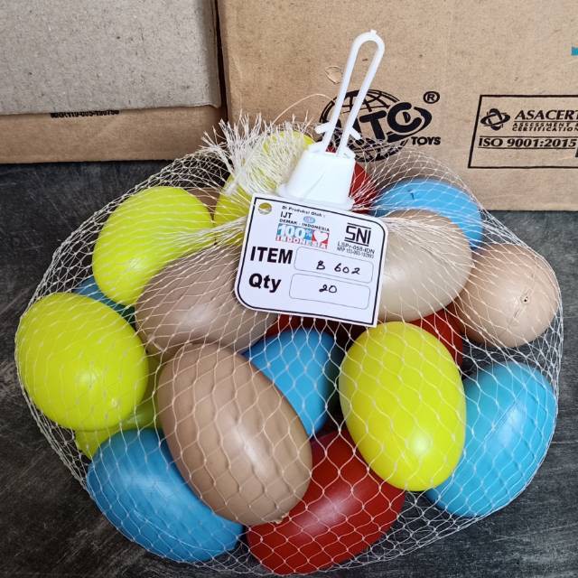 mainan telur ayam / bebek warna warni harga satu jaring