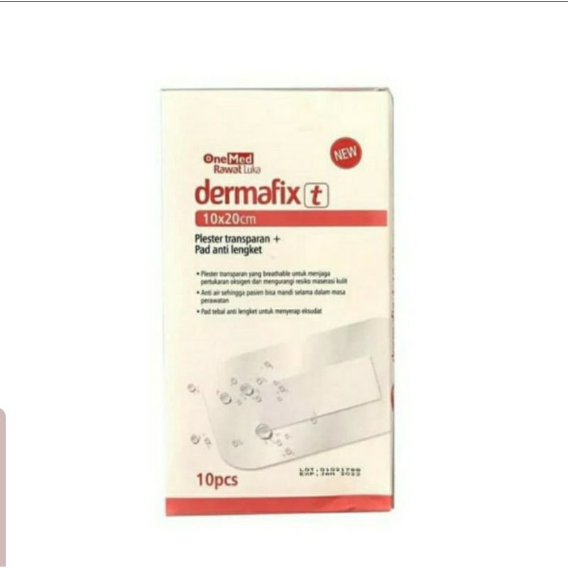 Dermafix T 10x20 Onemed 1 box (10pcs). Plester Transparan + pad anti lengket