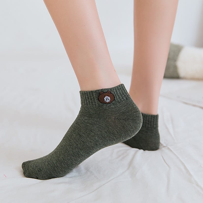 Kaos Kaki Fashion Motif Beruang AB67 Brown Kaos Kaki Dewasa Korea Wanita/Pria ACC