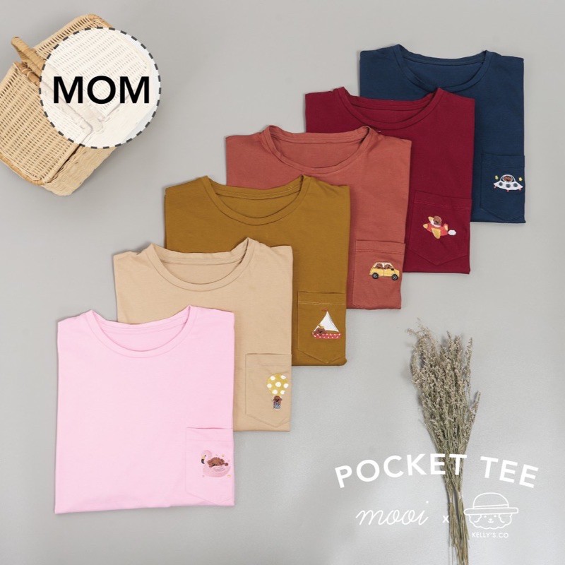 Mooi x Kelly's and Co Collaboration POCKET TEE MOM/DEWASA/KAOS WANITA