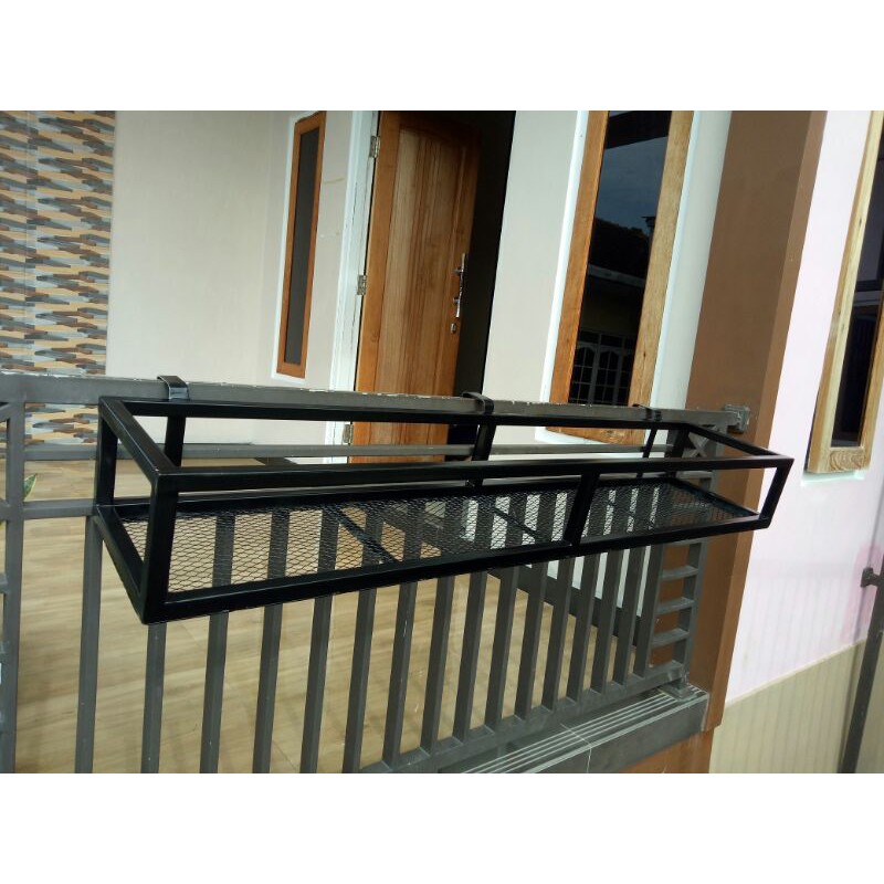 Gantungan Pot Panjang Besi - Rak Pot Tanaman Gantung Pagar Rumah - rak pot Hiasan Rumah