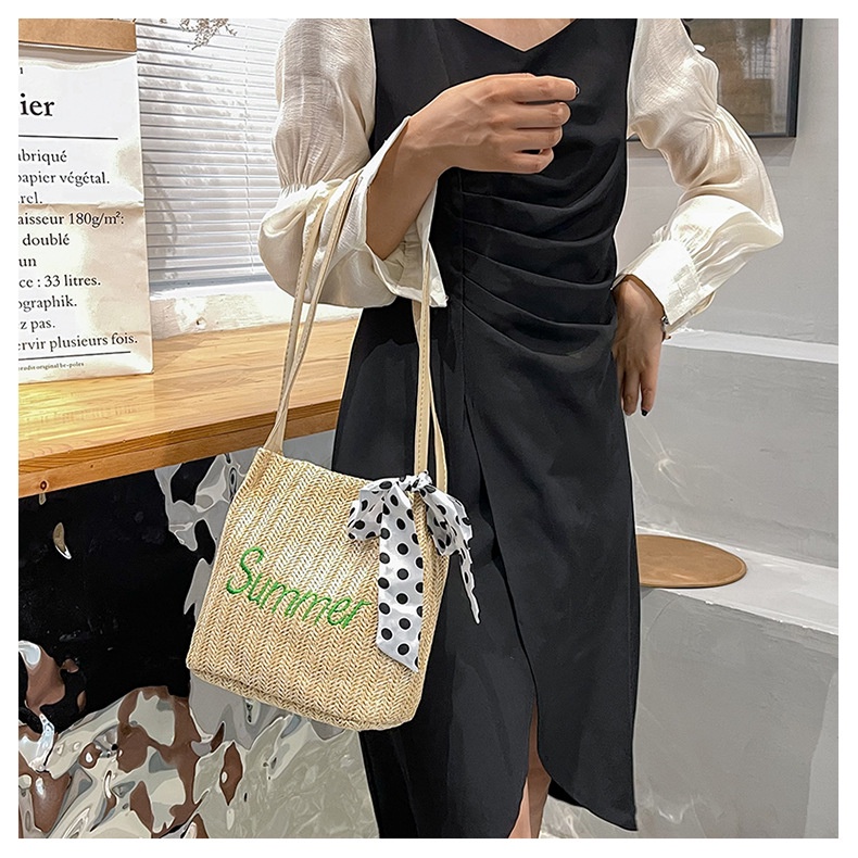 BAO002 Summer Bahan Anyam Wanita Jerami Model Korea Totebag Anyaman Wanita/Tas Bahu/Shoulder Bag/Tas Pantai/Tas Wanita Terbaru/Totebag wanita