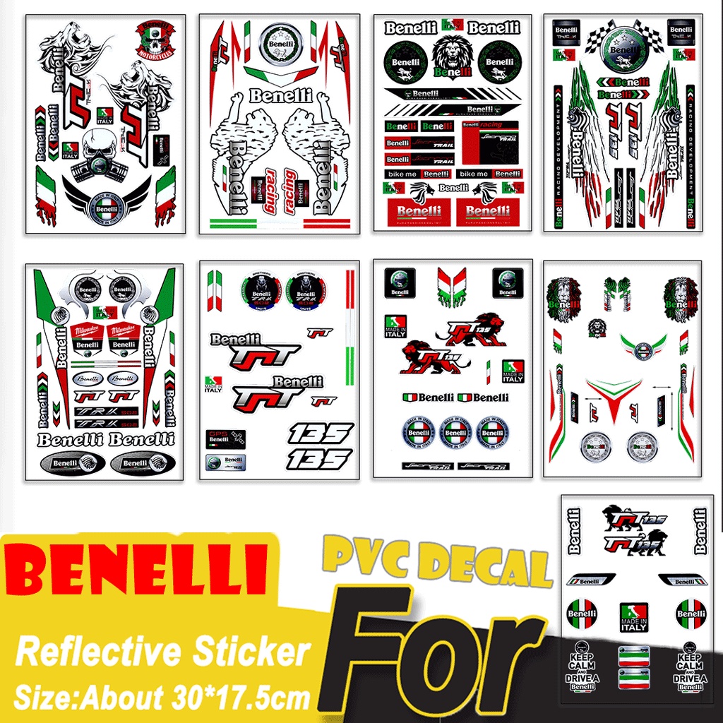 1 SET Benelli Reflective Motorcycle Stickers Laser Motorcross Logo Decals Helmet Decoration car/motorbike sticker