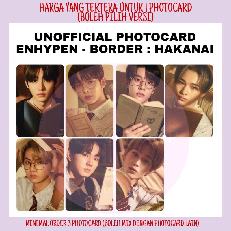 UNOFFICIAL PHOTOCARD ENHYPEN - BORDER : HAKANAI MURAH KPOP