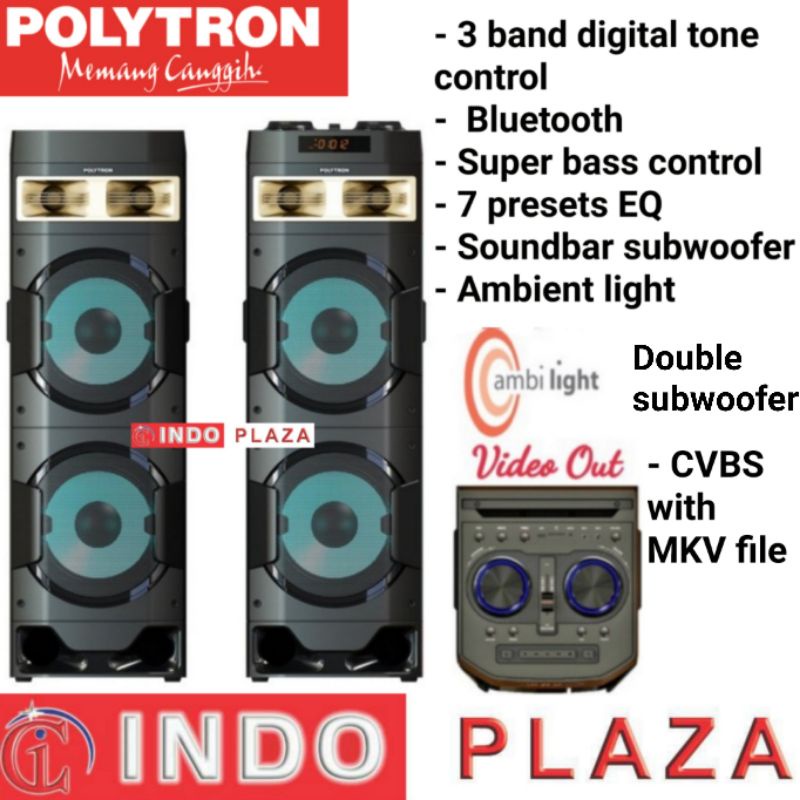 SPEAKER POLYTRON PAS-10D28 DOUBLE SUBWOOFER + VIDEO OUT