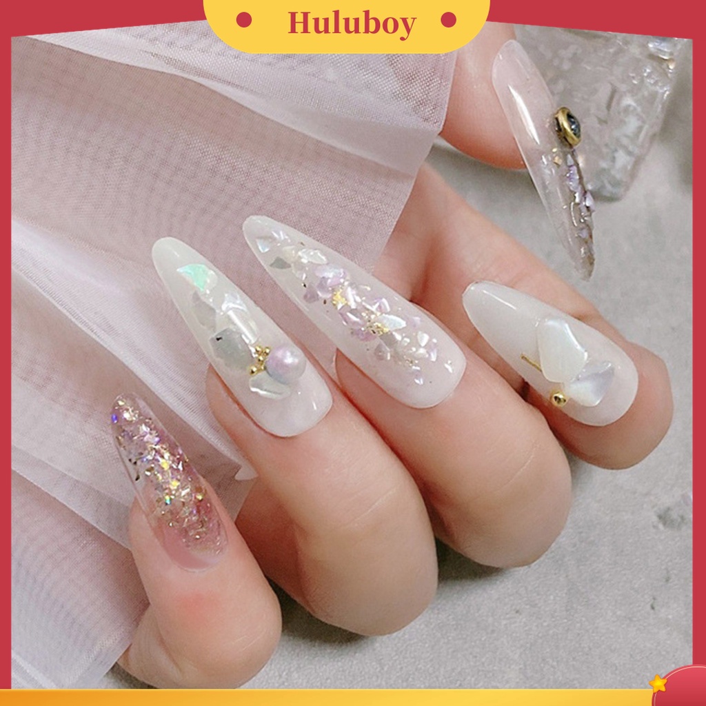 Huluboy Huluboy♡ 1 Kotak Batu Kerang Warna-Warni Untuk Dekorasi Manicure