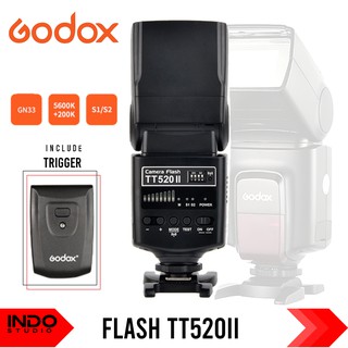 [INDOSTUDIO] FLASH GODOX TT520II WITH TRIGGER WIRELESS ORIGINAL free diffuser