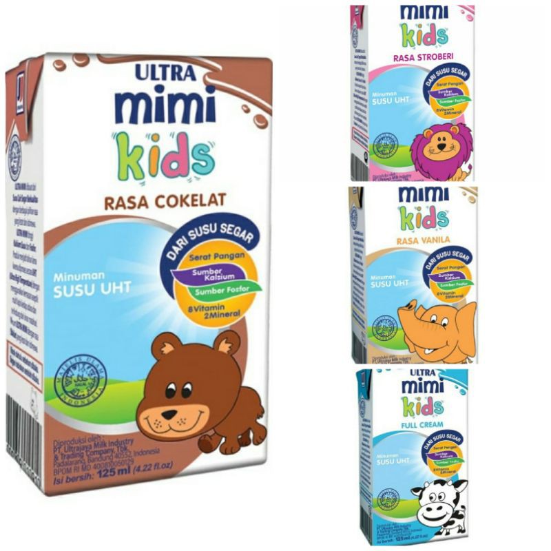 

Susu UHT Ultra Mimi Kids Anak 125ml Rasa Coklat / stoberi / Vanilla / Full cream