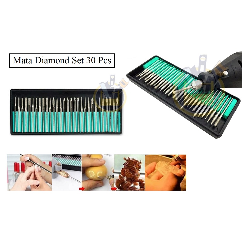 Set 30 Pcs Mata Bor Grafir Kikir Batu Cincin Diamond / Mata Tuner Diamond Set 30 Pcs Mata Gurinda Mini Grinder Diamond - Mata Bor Intan Mata Bor Grafir / Diamond Mounted Pointer Set Mata Tuner Carbide