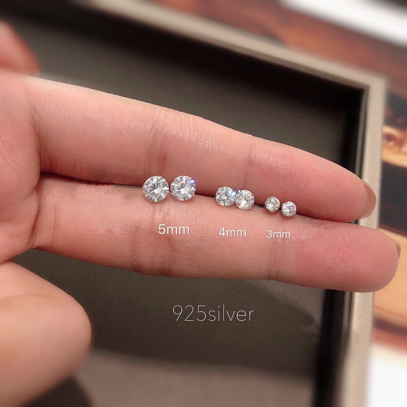 Magic789 6PCs Chic s925 Silver Glittery Zircon Stud Earrings for Women Girls Ear Jewelry Set