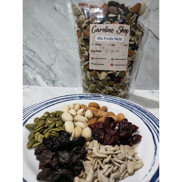 

500gram Mix Fruits Nuts/ Trail Mix Buah Kering Kacang