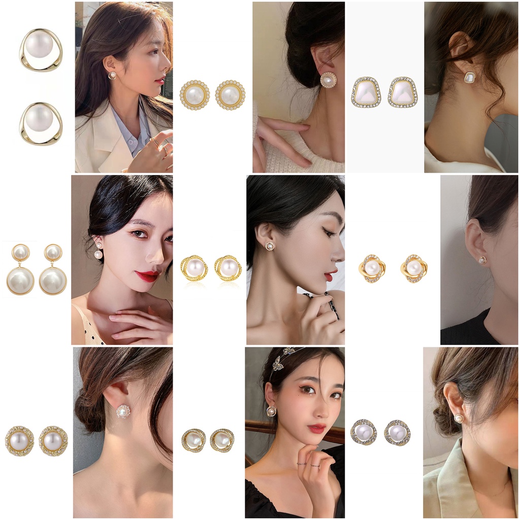 Anting Stud Desain Hati Tidak Teratur Aksen Mutiara Bahan S925 Gaya Vintage Korea Untuk Wanita